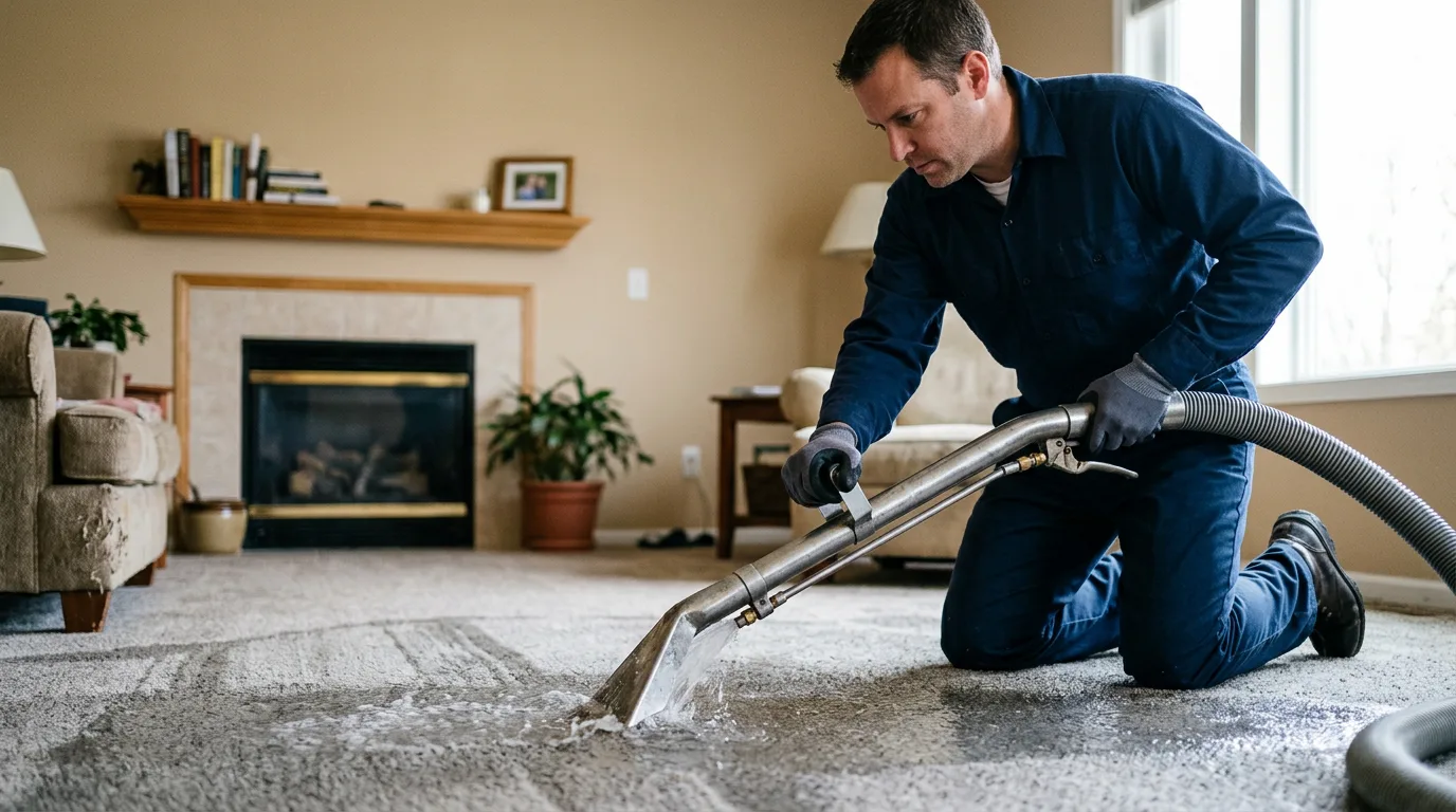 Water damage restoration technician working near Milton, VT